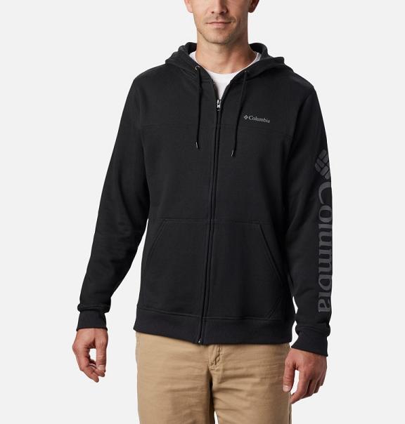 Columbia Logo Hoodies Black Grey For Men's NZ23516 New Zealand